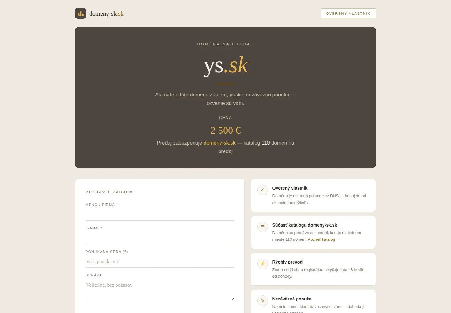 Screenshot of ys.sk