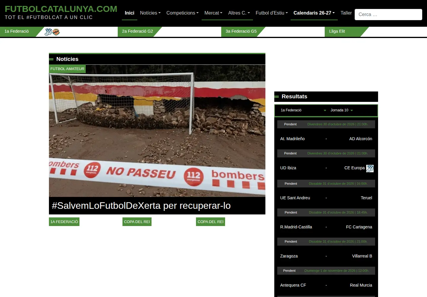 Captured homepage of futbolcatalunya.com in the current scan