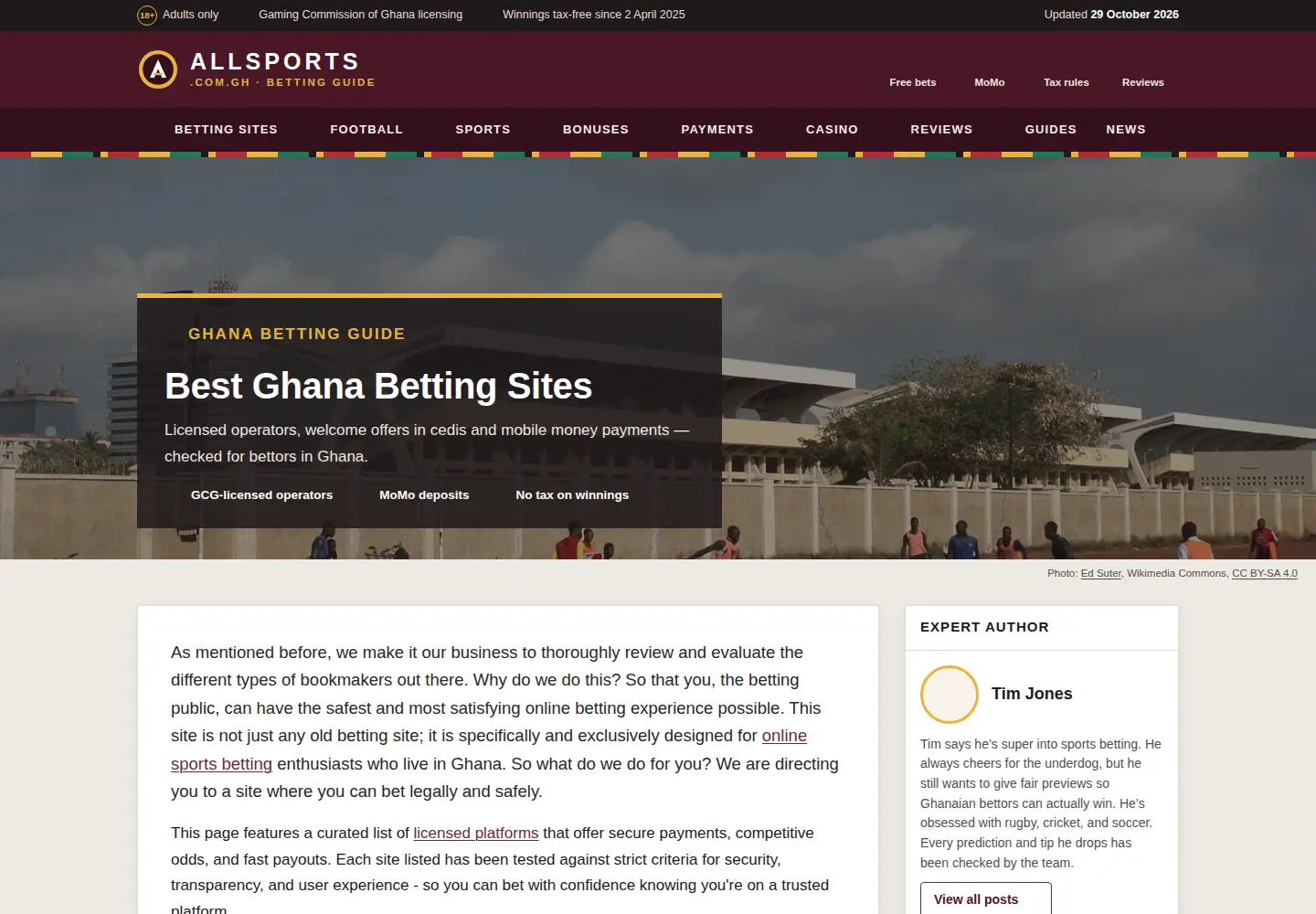 Screenshot of allsports.com.gh
