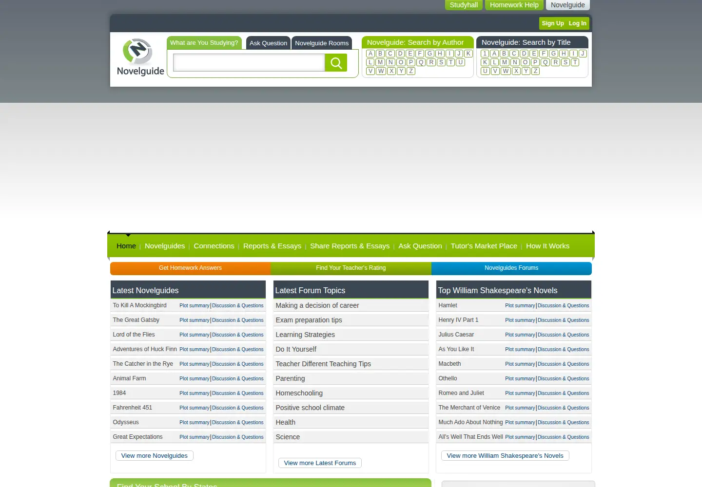Screenshot of novelguide.com