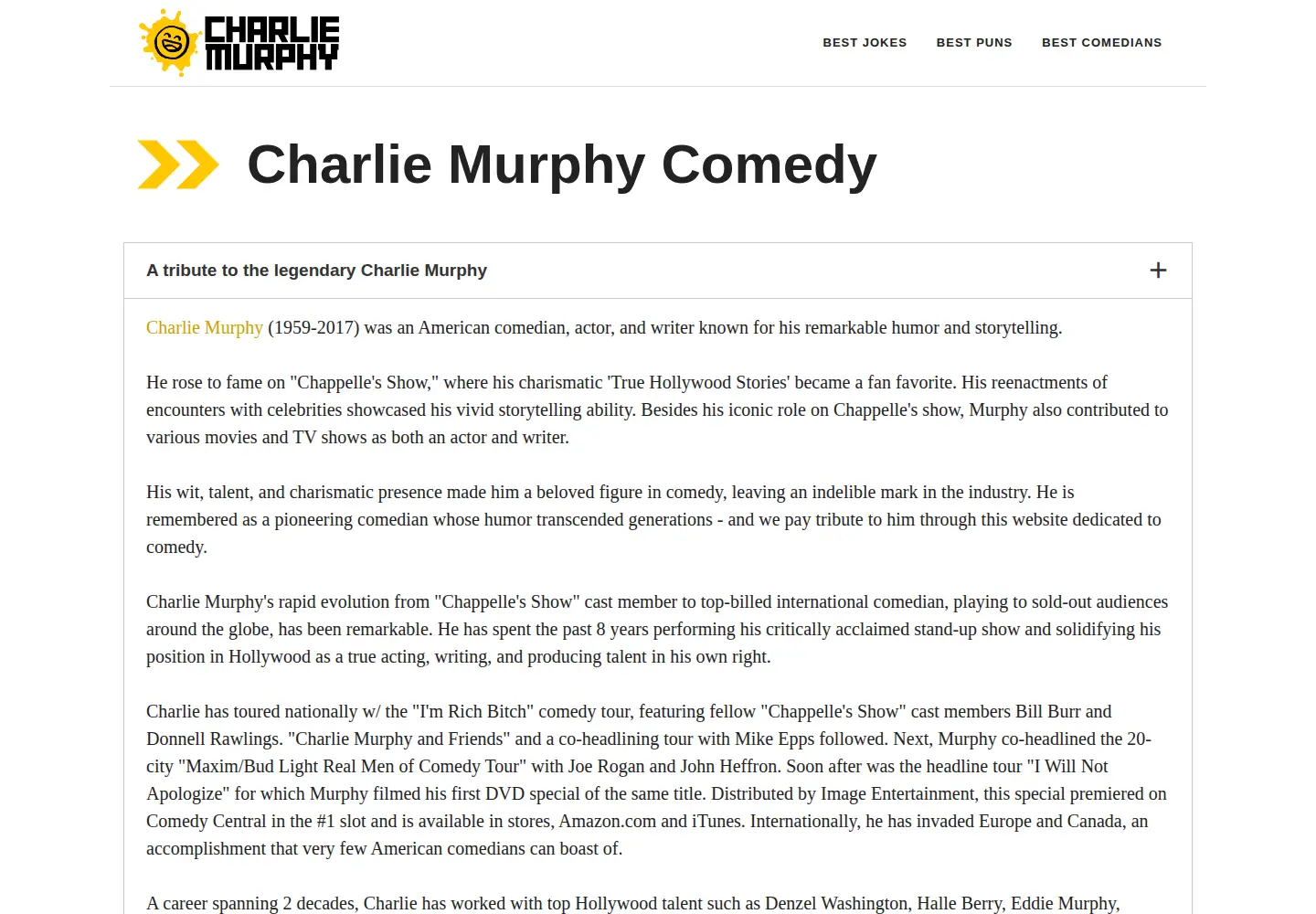 Screenshot of charliemurphycomedy.com
