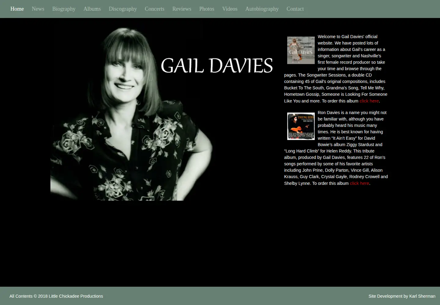 Captured homepage of gaildavies.com in the current scan