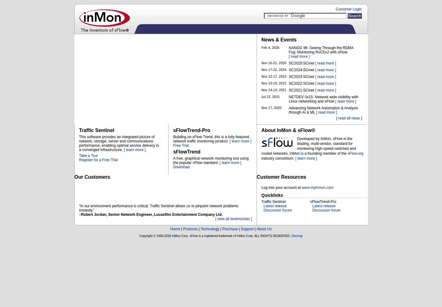 Captured homepage of inmon.com in the current scan