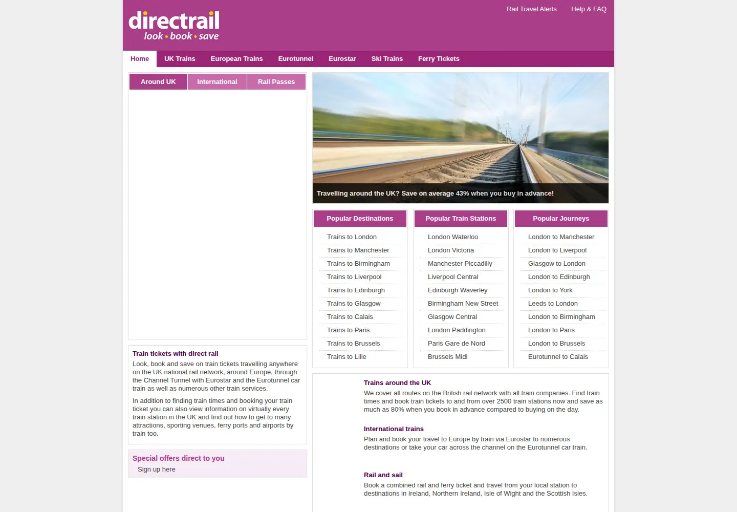 Captured homepage of directrail.com in the current scan