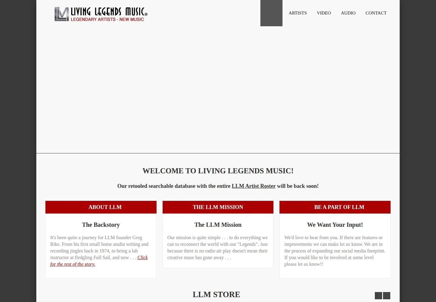 Captured homepage of livinglegendsmusic.com in the current scan