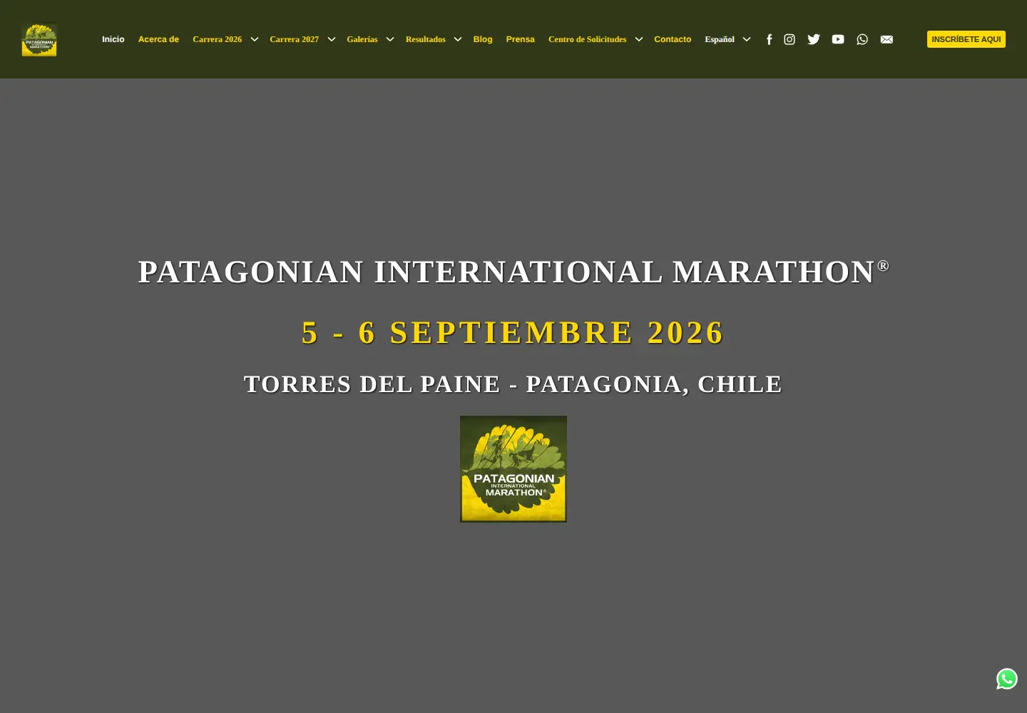 Screenshot of patagonianinternationalmarathon.com