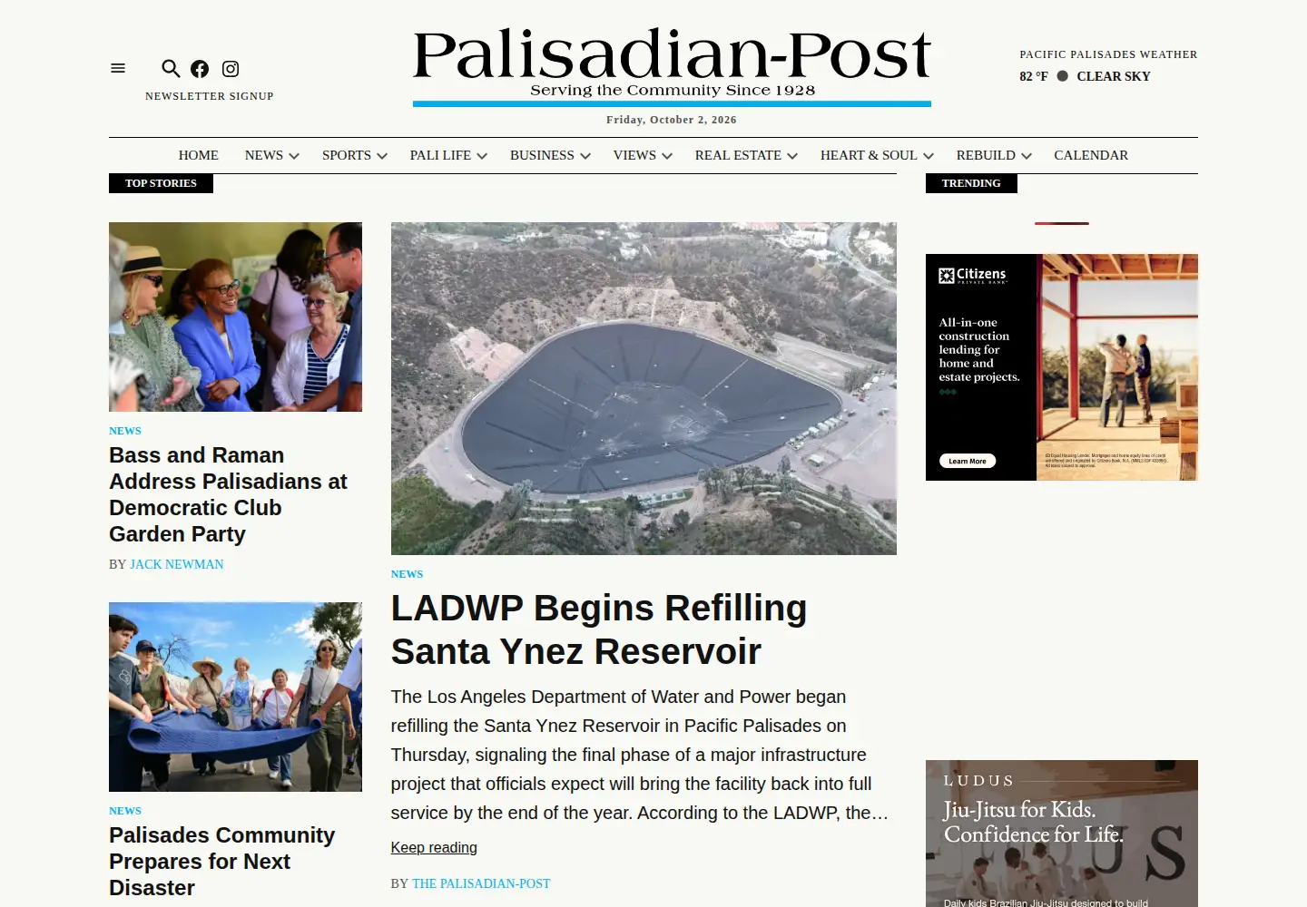Screenshot of palisadespost.com