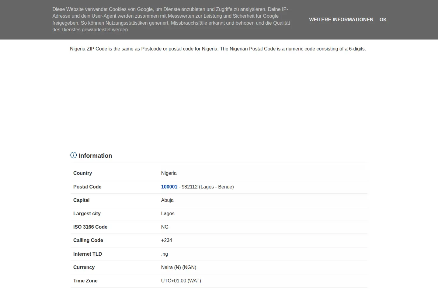 Captured homepage of zipcode.com.ng in the current scan