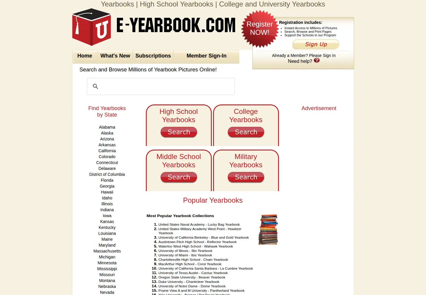 Screenshot of e-yearbook.com
