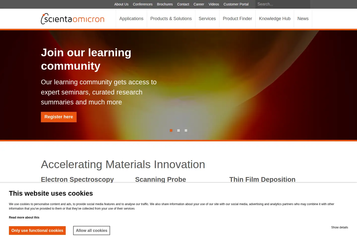 Captured homepage of scientaomicron.com in the current scan