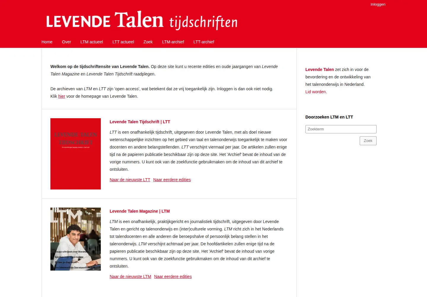 Screenshot of lt-tijdschriften.nl