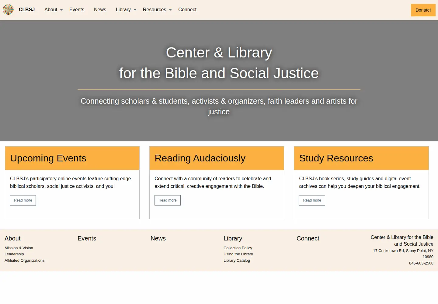 Captured homepage of clbsj.org in the current scan