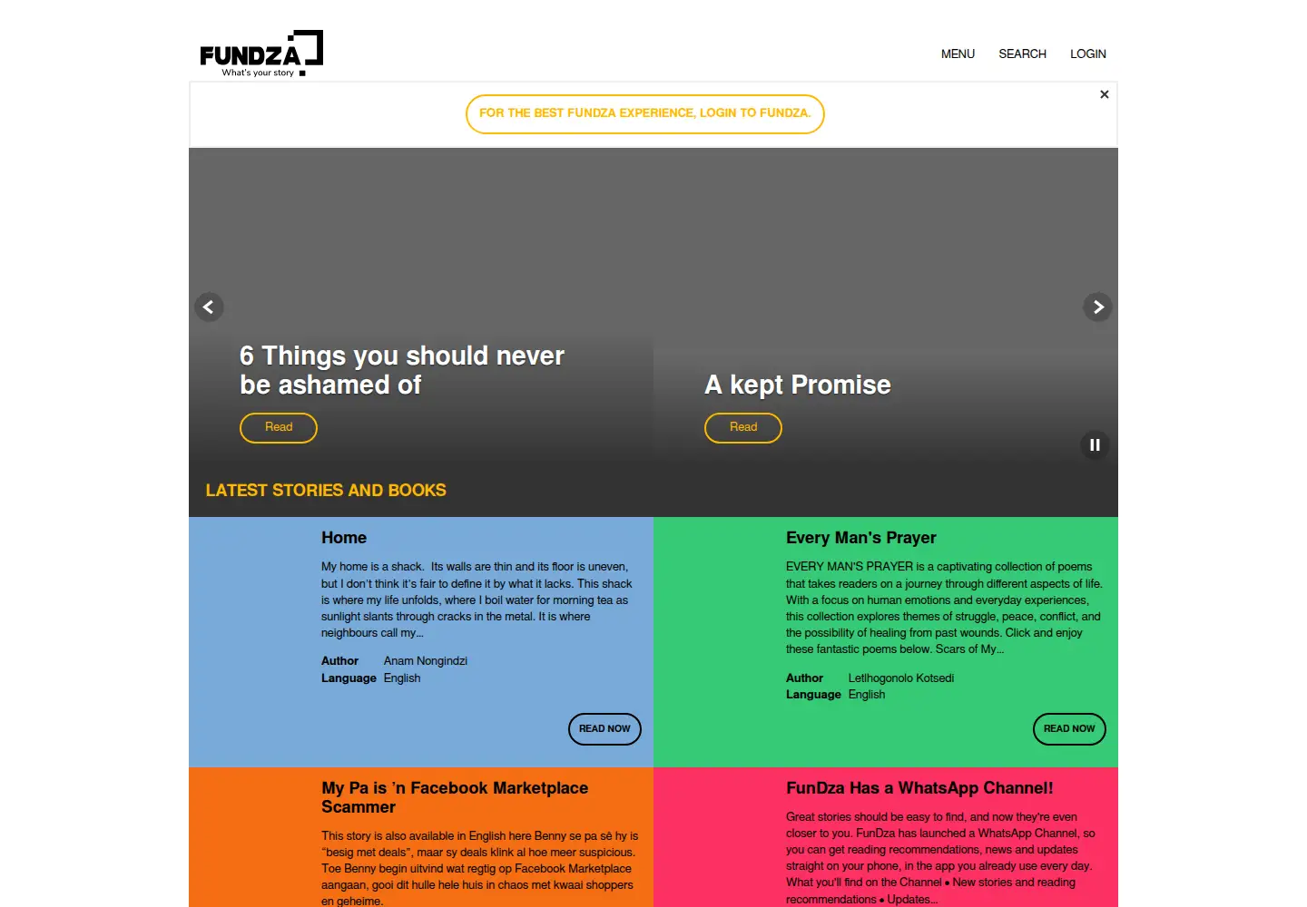 Screenshot of fundza.mobi