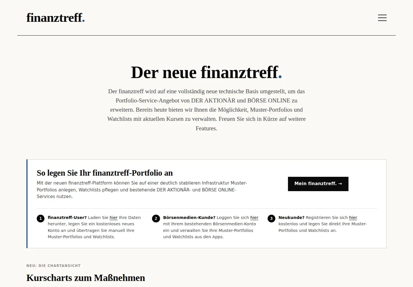 Captured homepage of finanztreff.de in the current scan