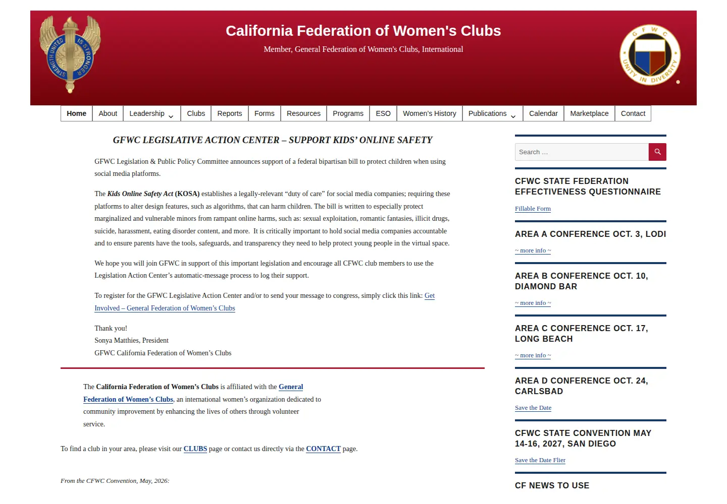 Screenshot of cfwc.org