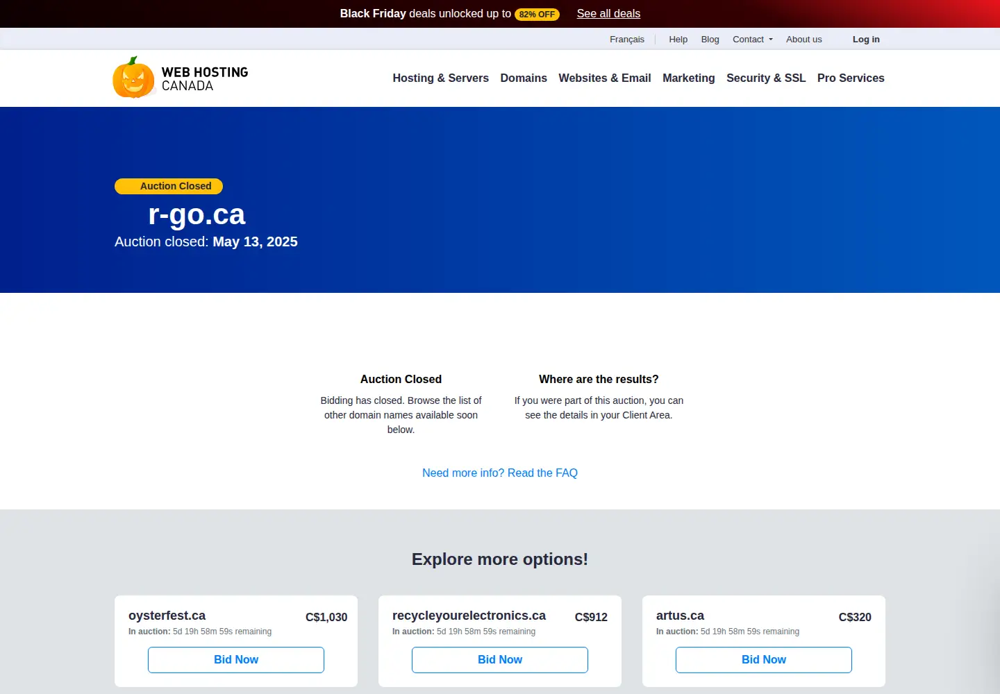 Captured homepage of r-go.ca in the current scan