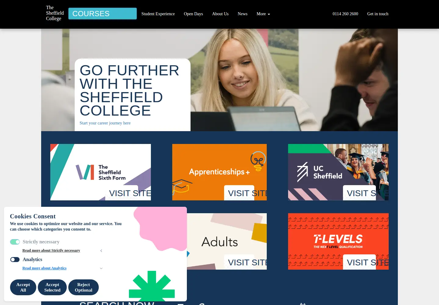 Screenshot of sheffcol.ac.uk