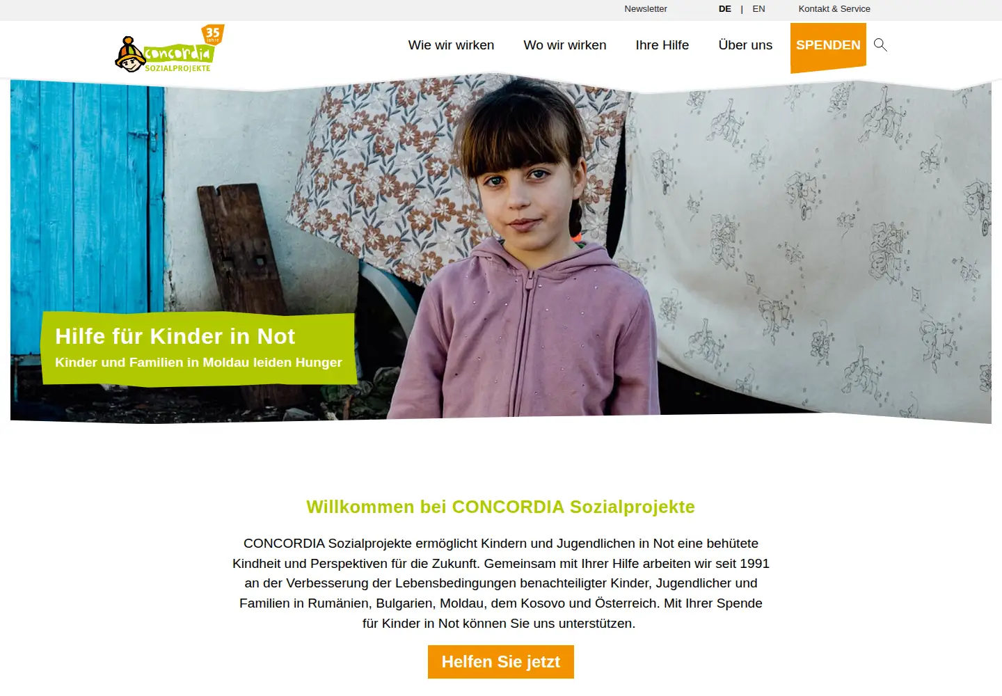 Screenshot of concordia.or.at