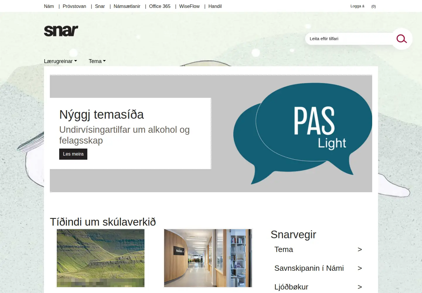 Captured homepage of snar.fo in the current scan