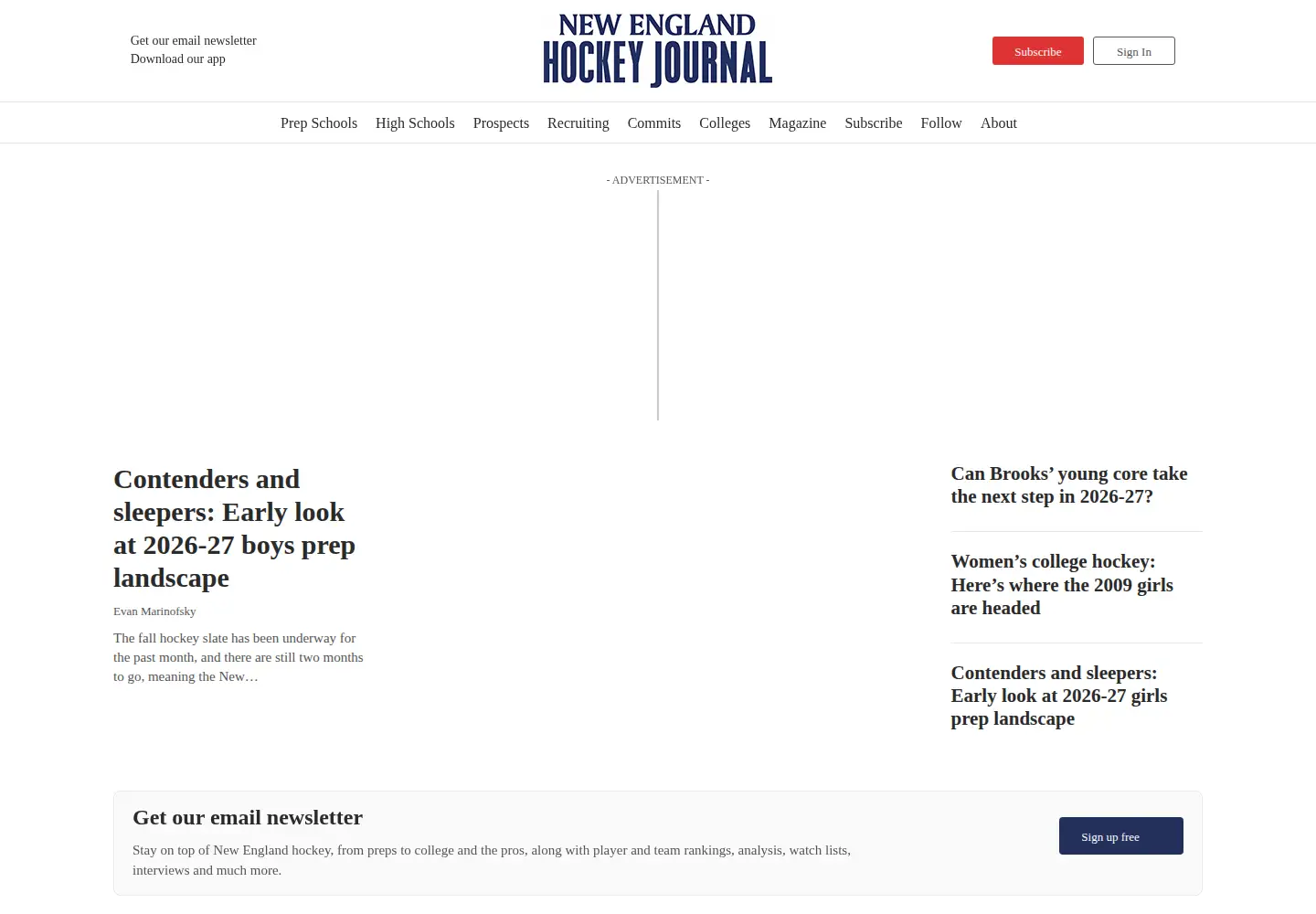 Screenshot of hockeyjournal.com