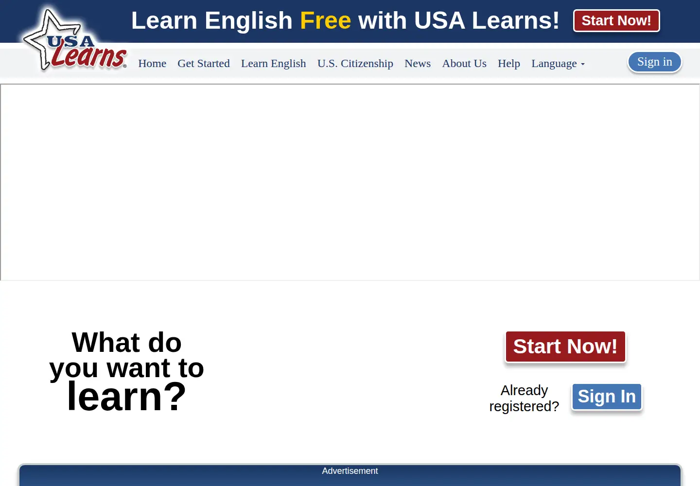 Screenshot of usalearns.org