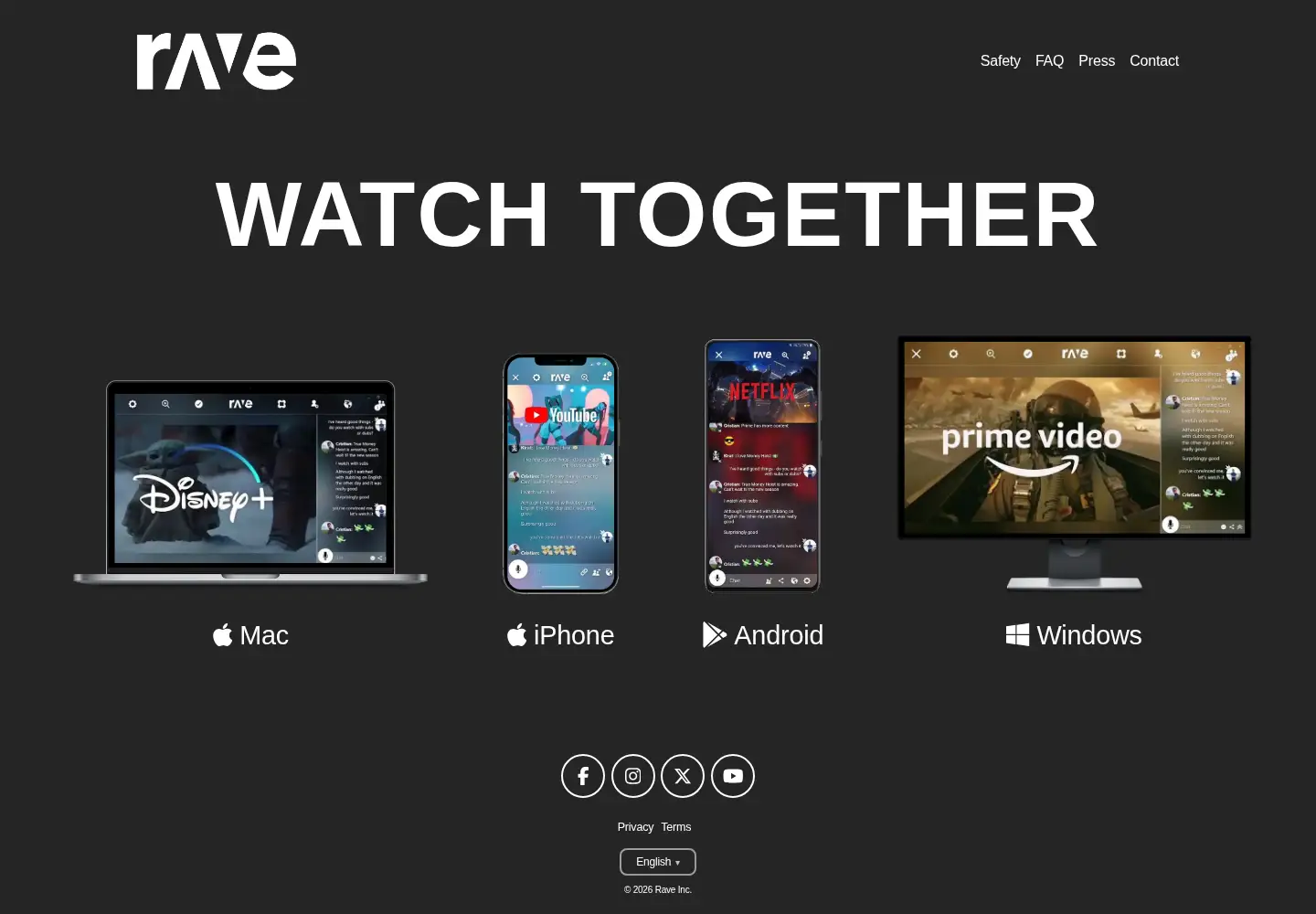 Captured homepage of rave.io in the current scan