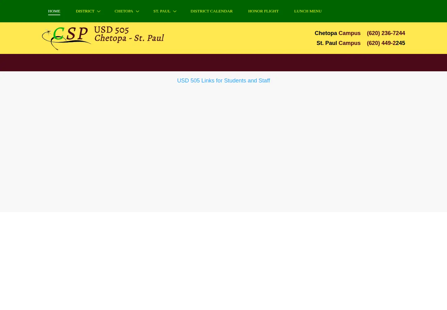 Captured homepage of usd505.org in the current scan