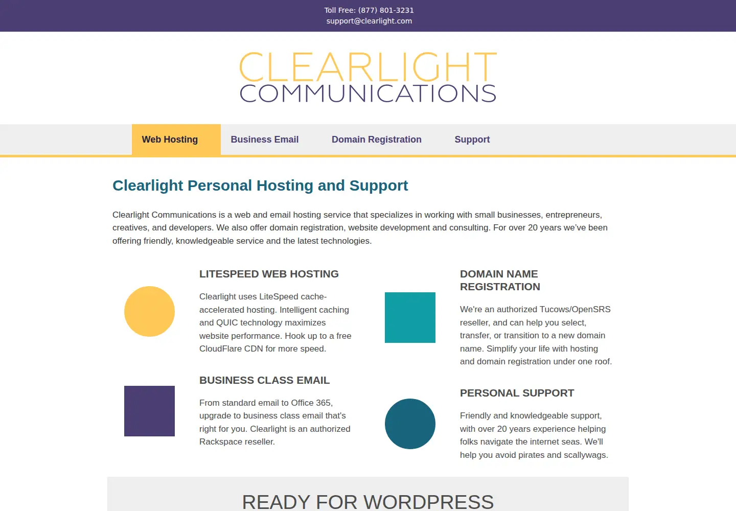 Screenshot of clearlight.com