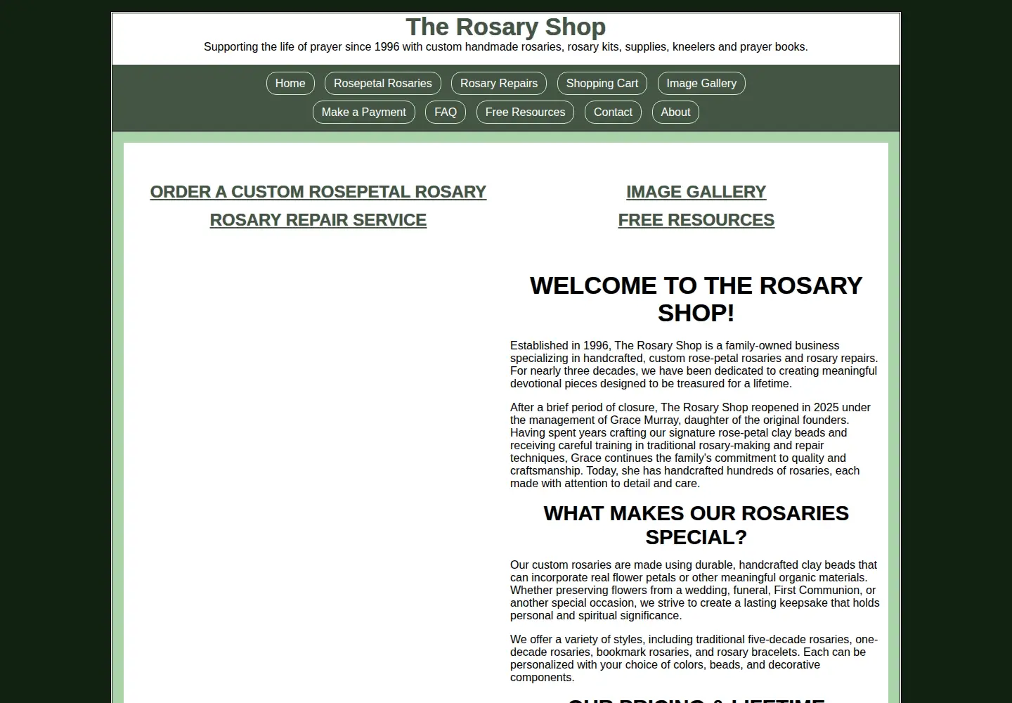 Screenshot of rosaryshop.com