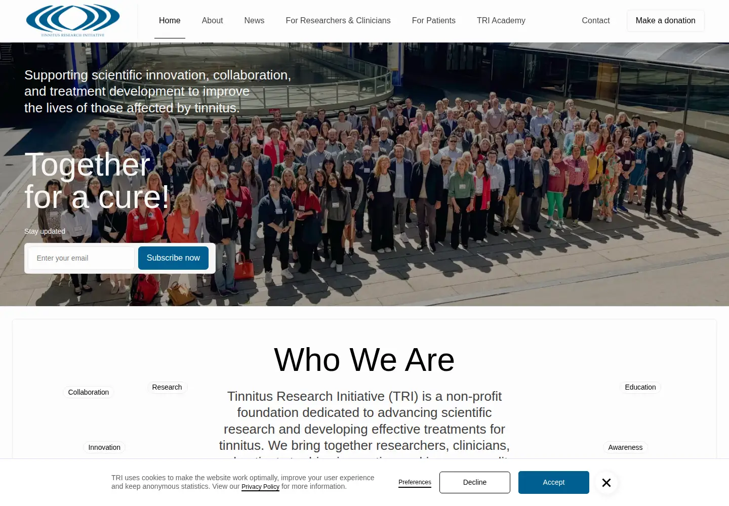 Screenshot of tinnitusresearch.org