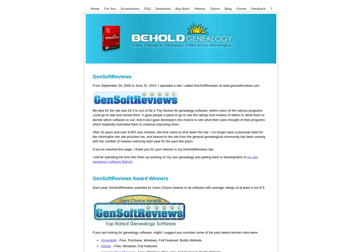 Captured homepage of gensoftreviews.com in the current scan