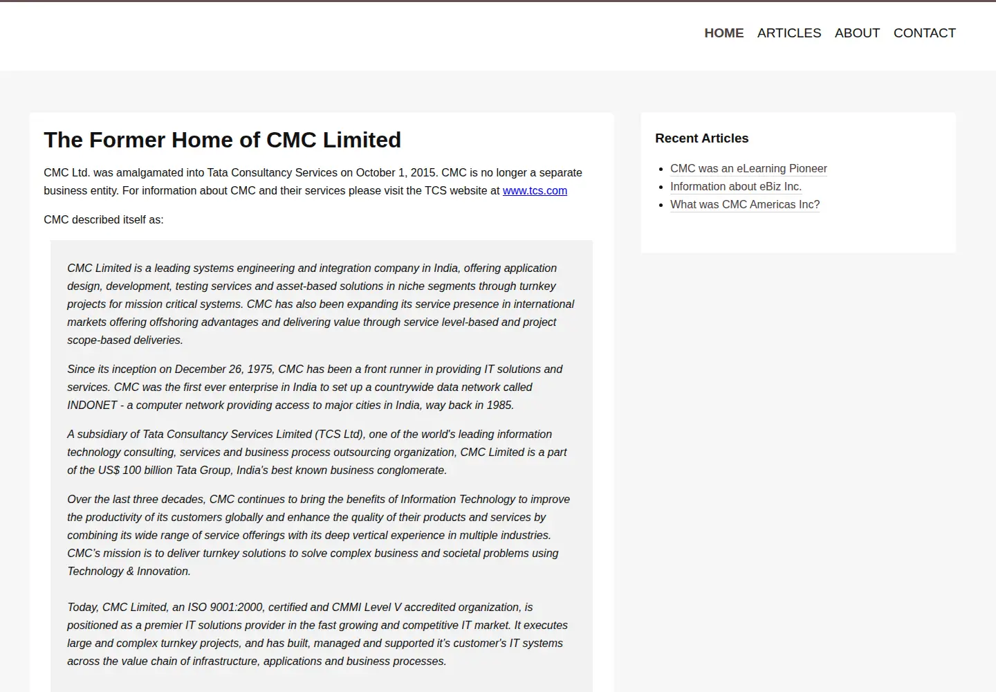 Captured homepage of cmcltd.com in the current scan