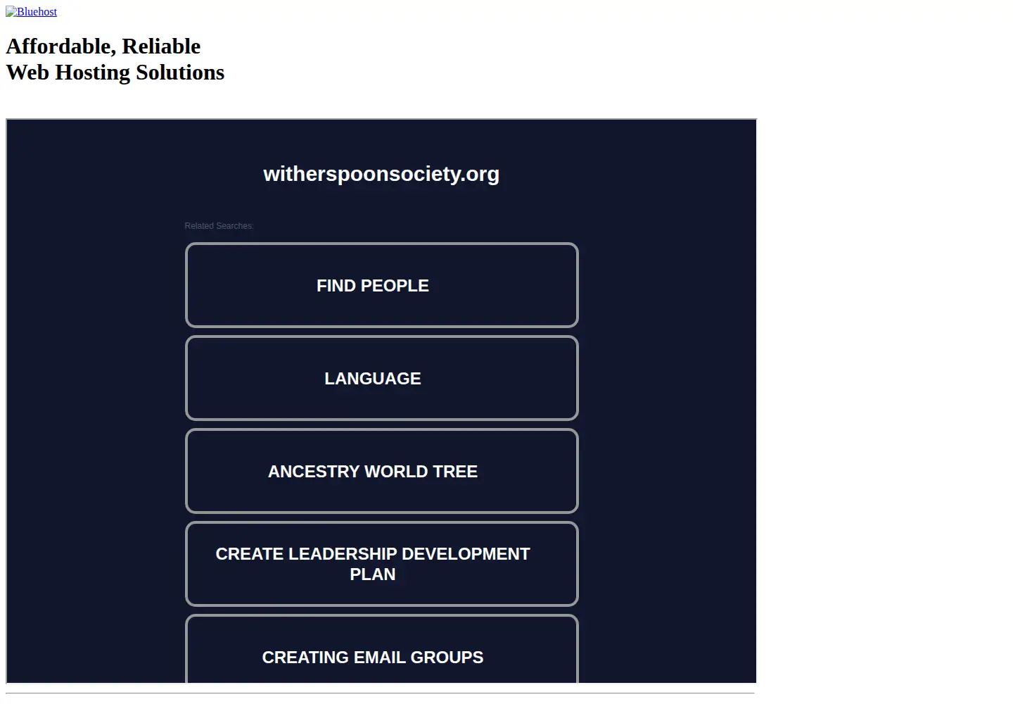 Captured homepage of witherspoonsociety.org in the current scan