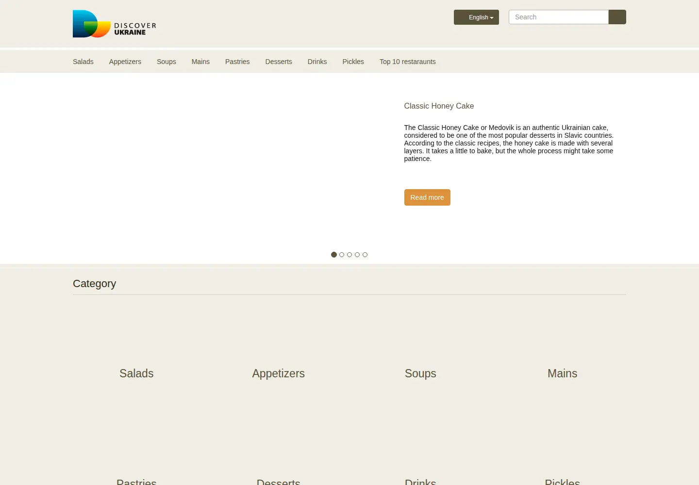 Captured homepage of ukrainefood.info in the current scan