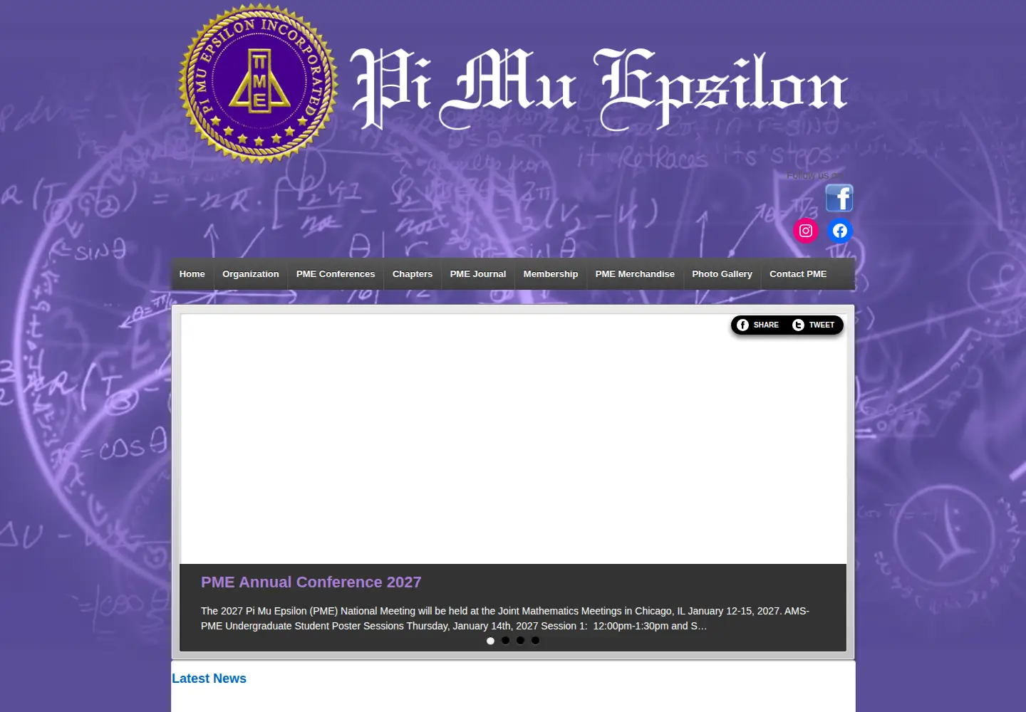Captured homepage of pme-math.org in the current scan