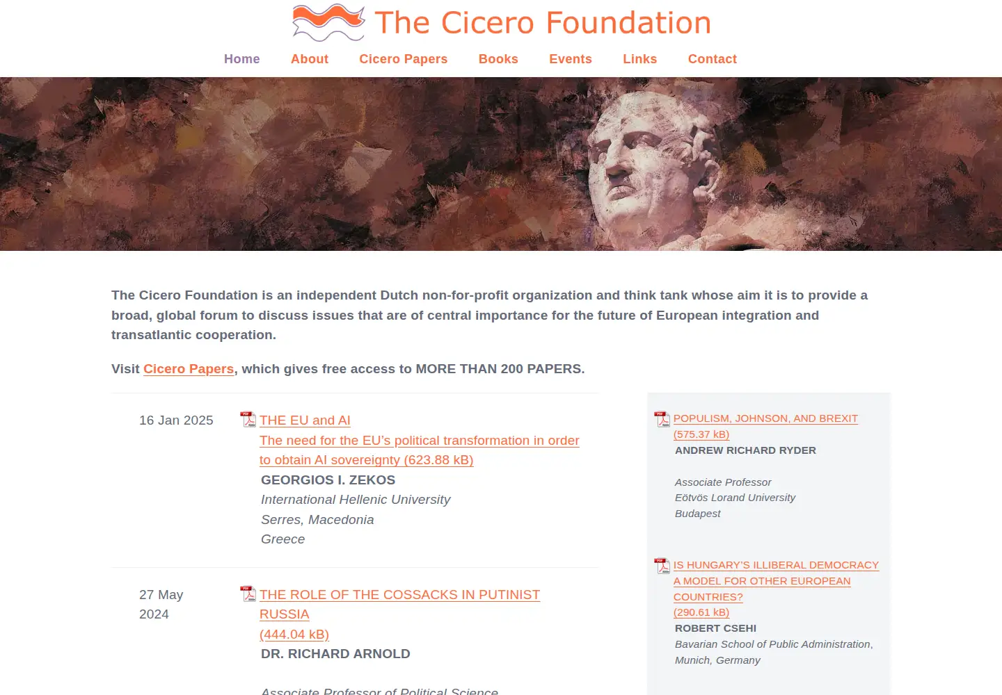 Screenshot of cicerofoundation.org