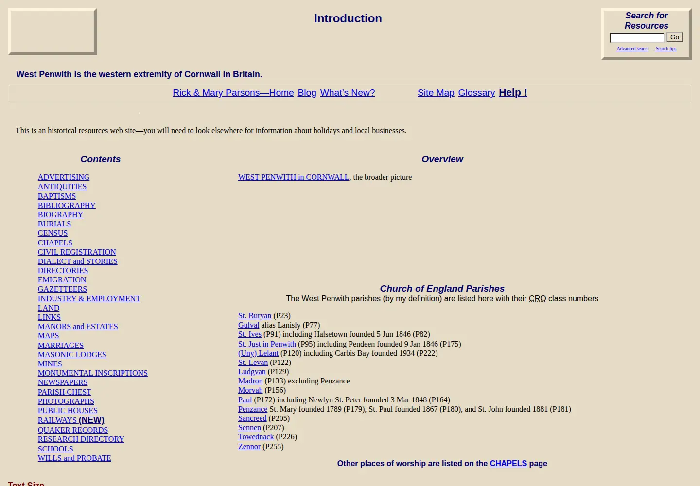 Captured homepage of west-penwith.org.uk in the current scan