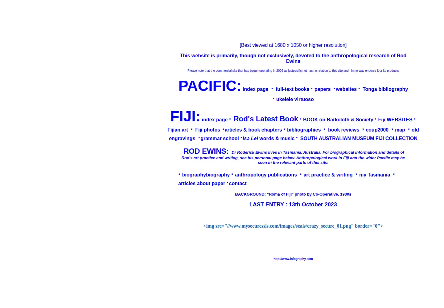 Captured homepage of justpacific.com in the current scan