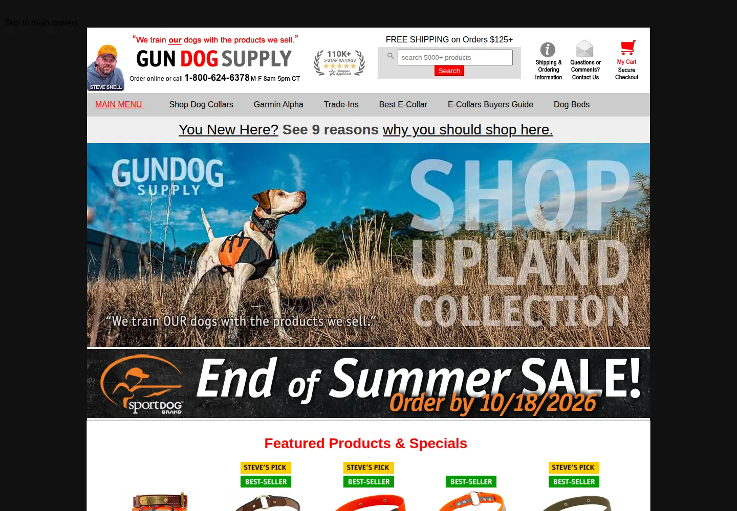 Screenshot of gundogsupply.com