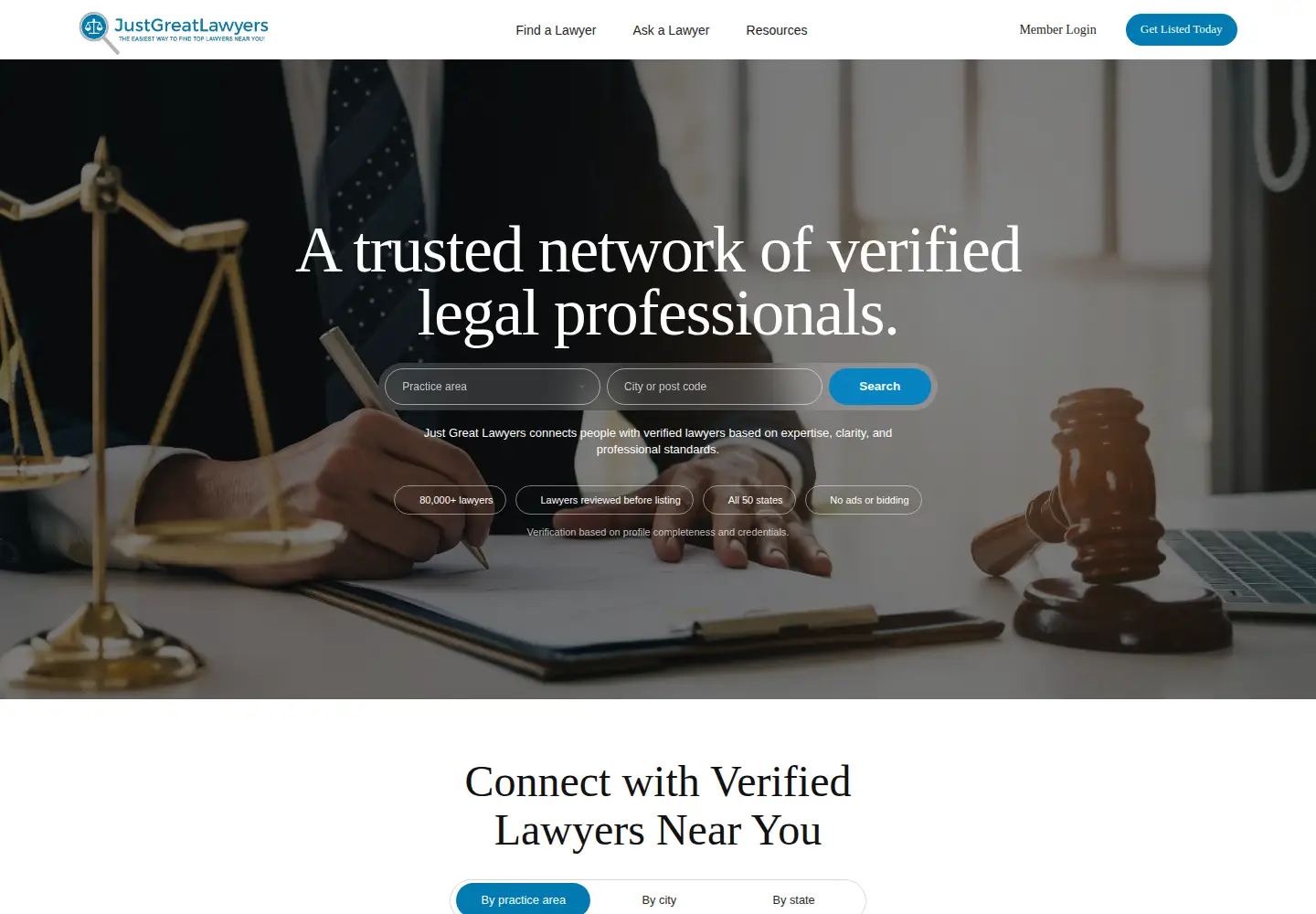 Captured homepage of justgreatlawyers.com in the current scan