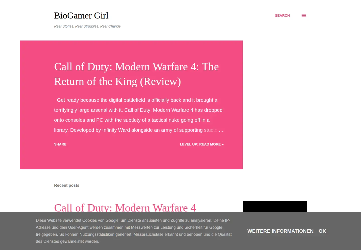 Screenshot of biogamergirl.com