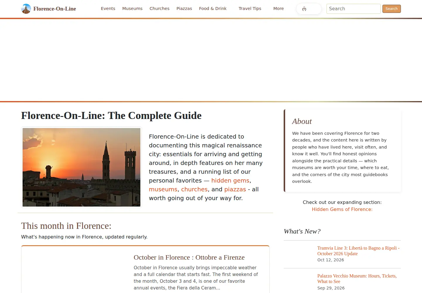Captured homepage of florence-on-line.com in the current scan
