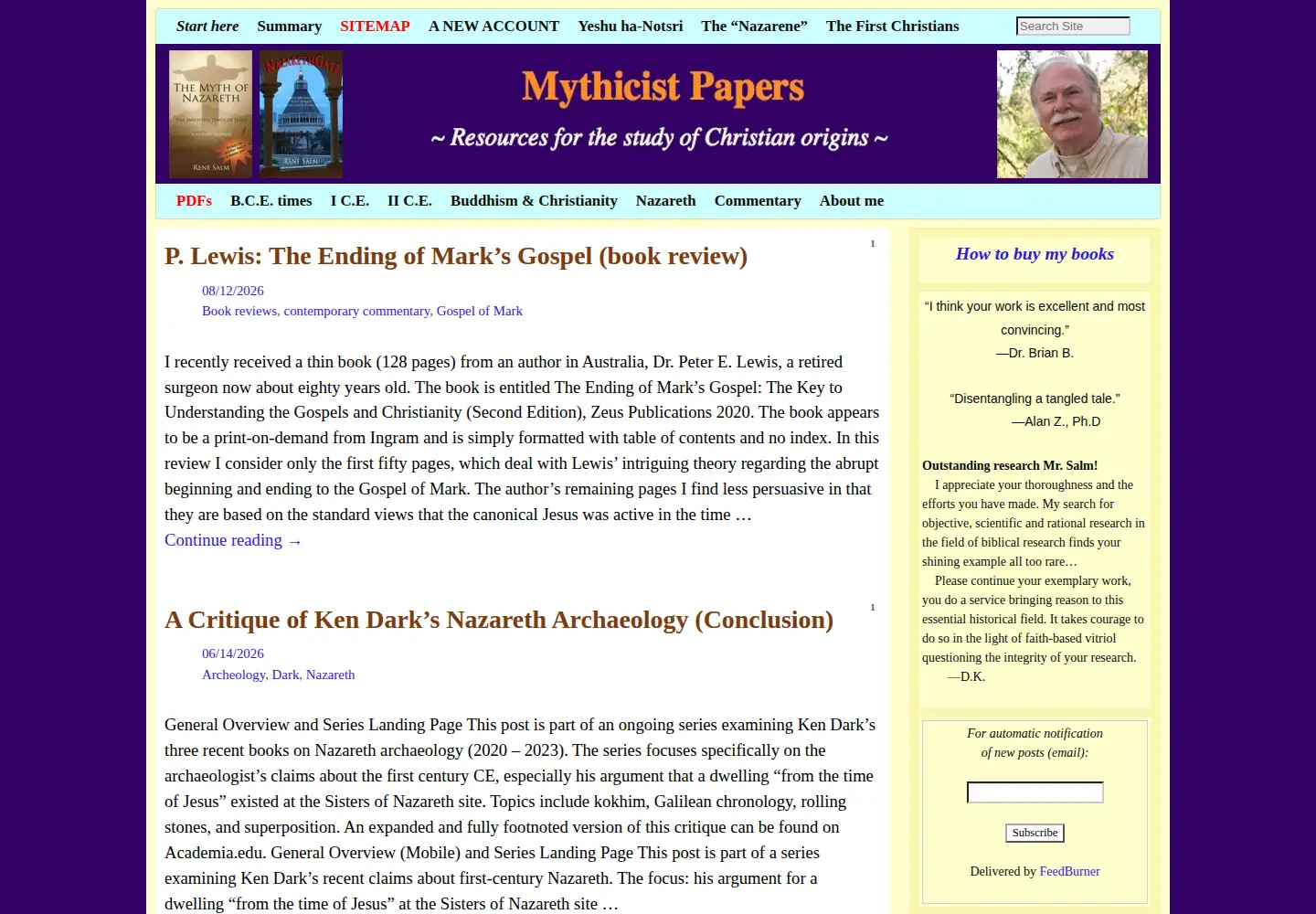 Screenshot of mythicistpapers.com