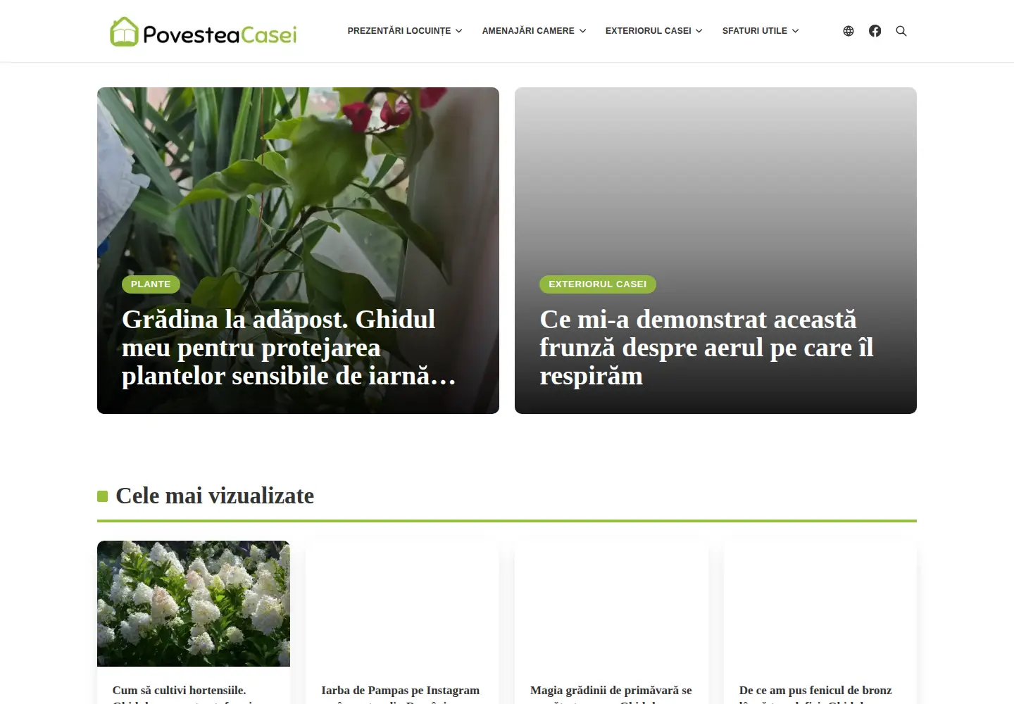 Captured homepage of povesteacasei.ro in the current scan