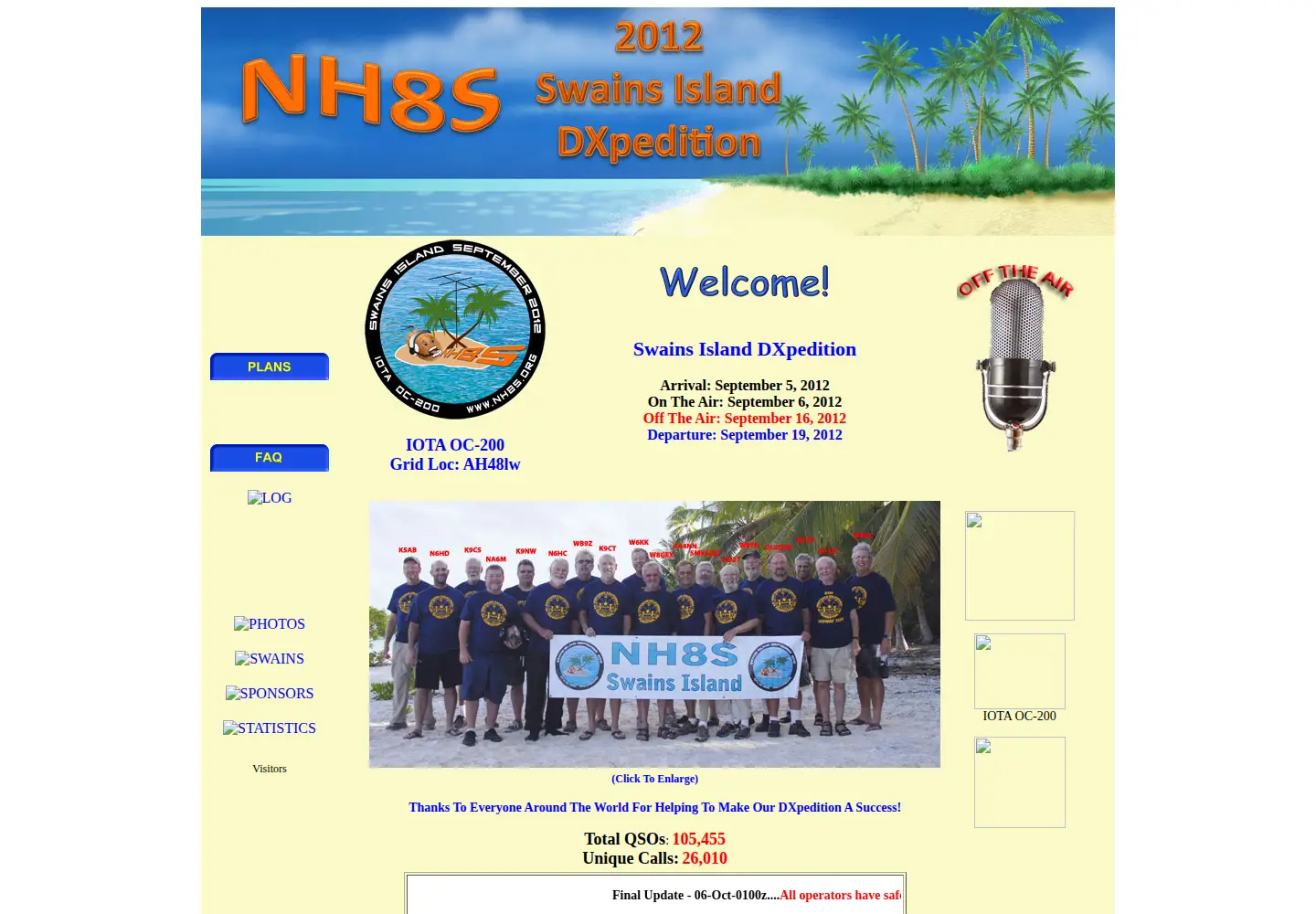 Captured homepage of nh8s.org in the current scan