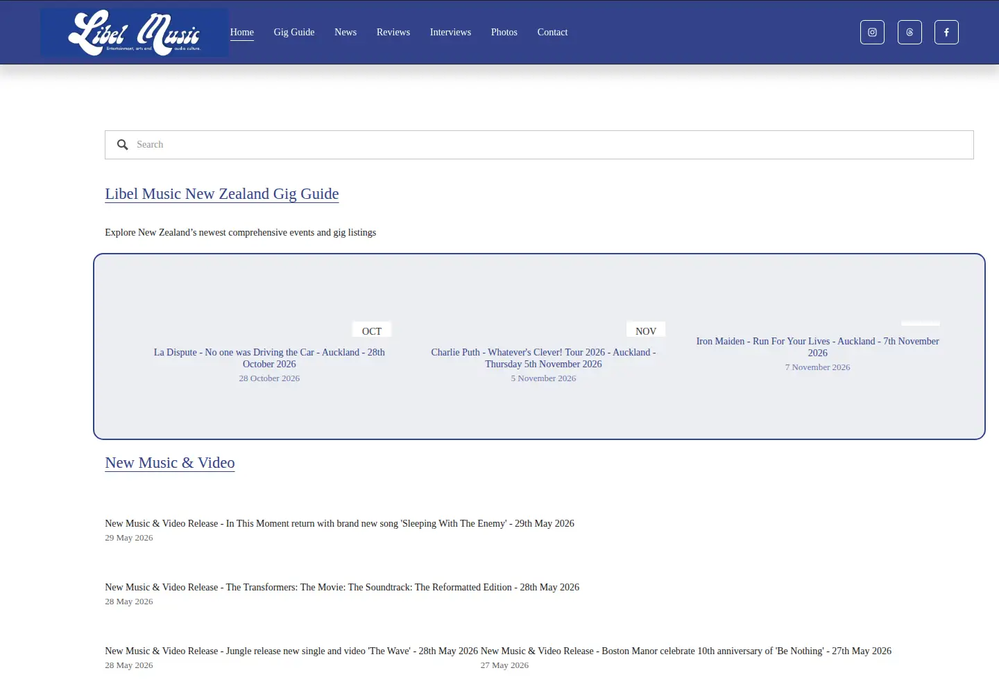 Captured homepage of libel.co.nz in the current scan