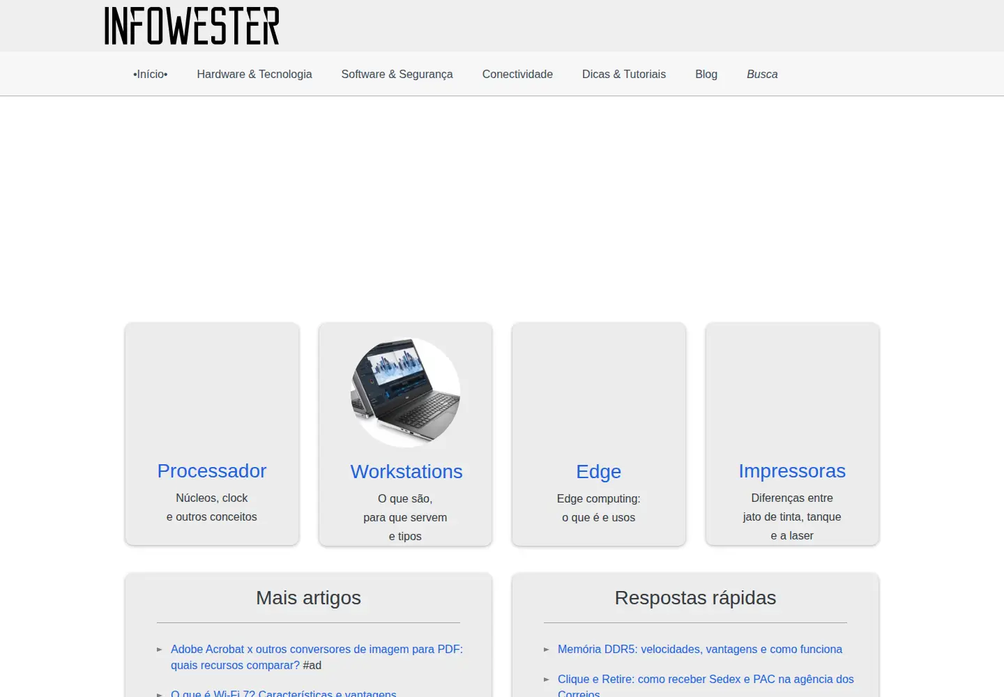 Captured homepage of infowester.com in the current scan