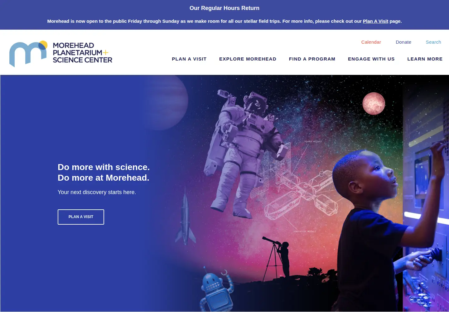 Screenshot of moreheadplanetarium.org