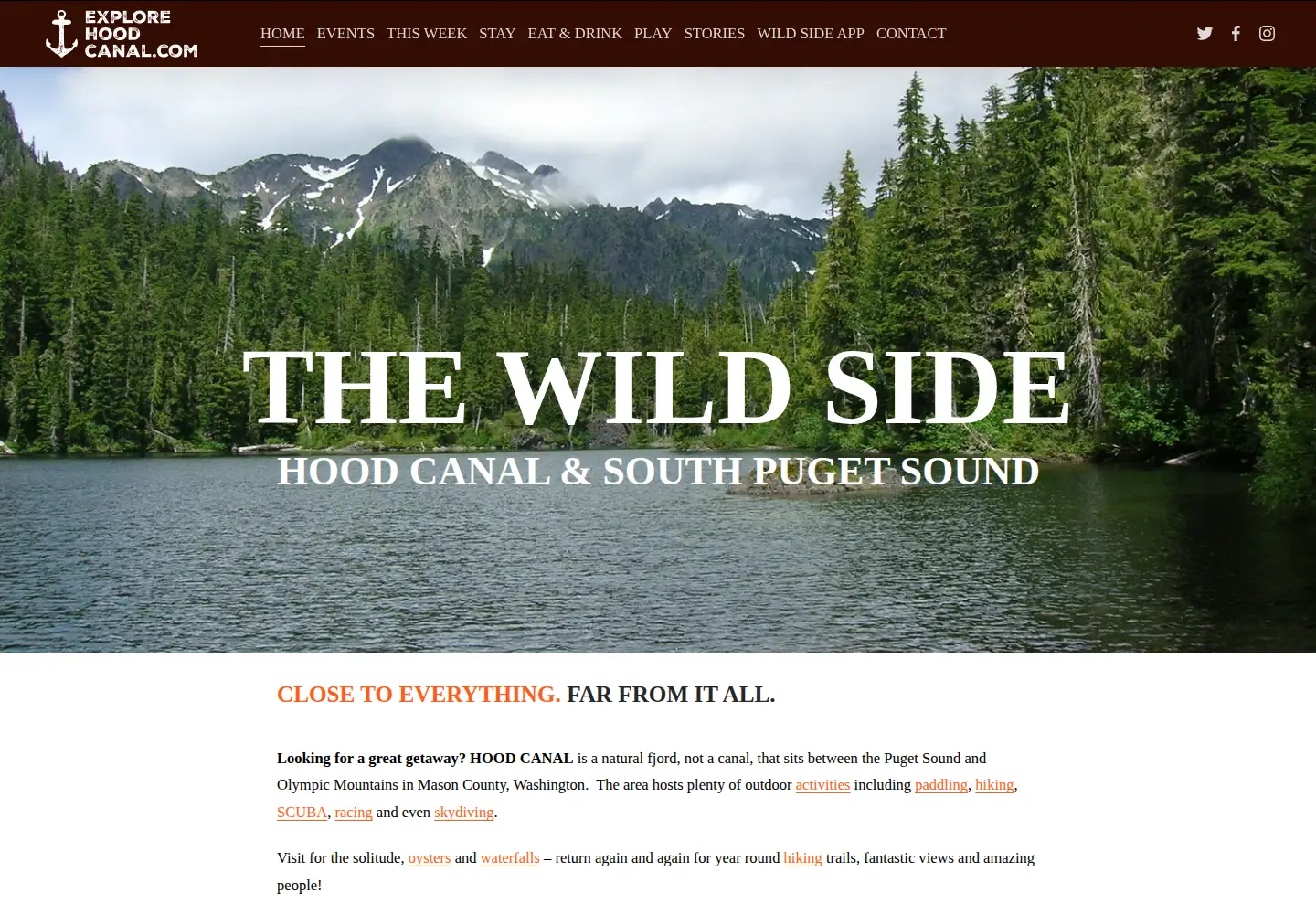 Screenshot of explorehoodcanal.com