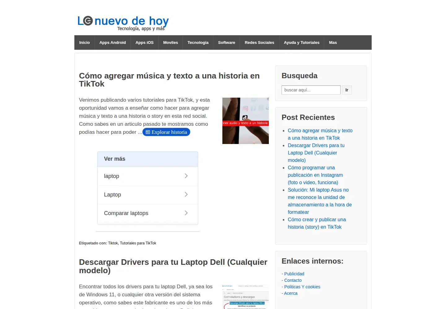 Captured homepage of lonuevodehoy.com in the current scan
